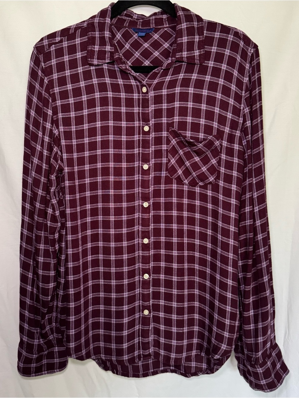 Aeropostale Burgundy Plaid Flannel Button Down Shirt Size L